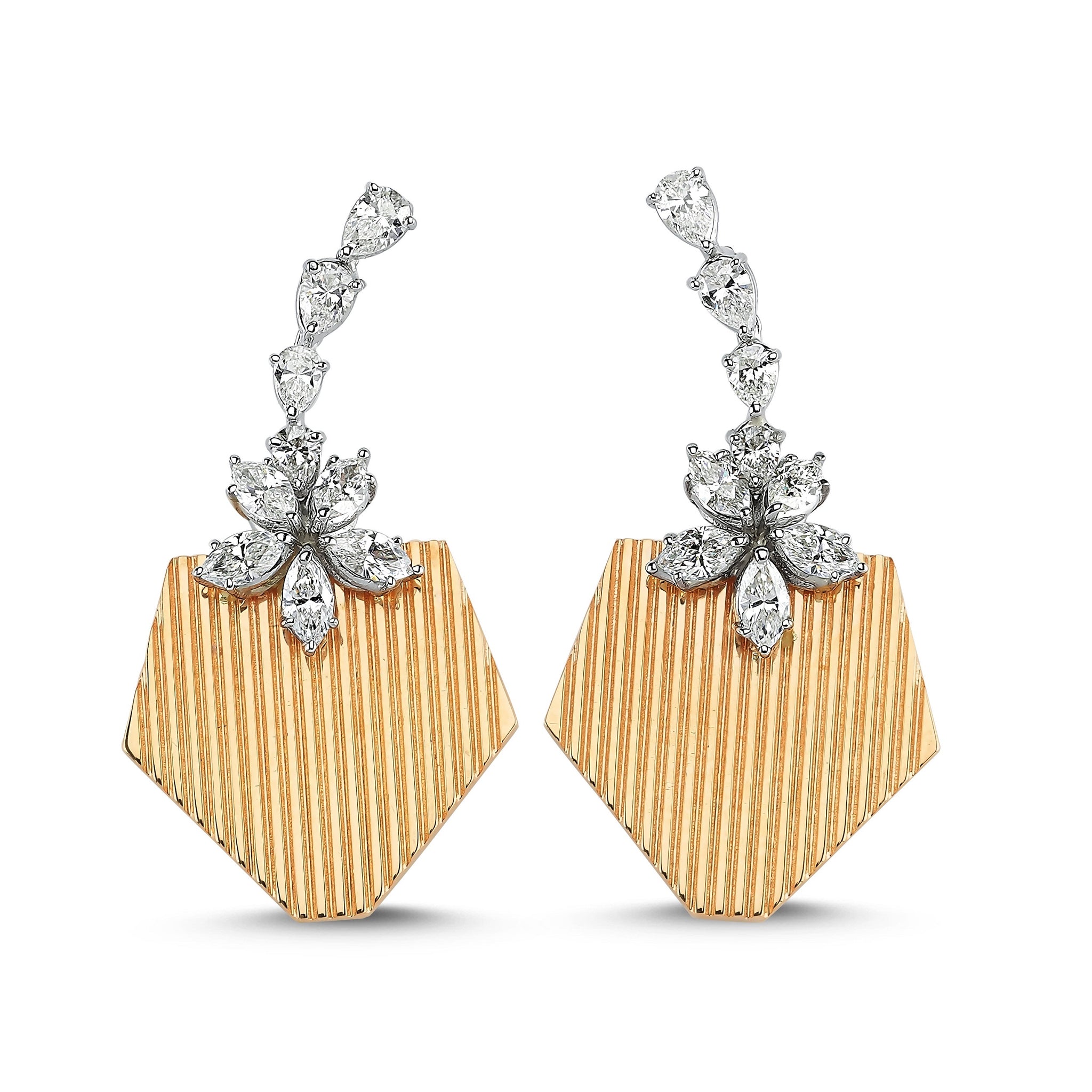 Flower Drop Down Gold Earring