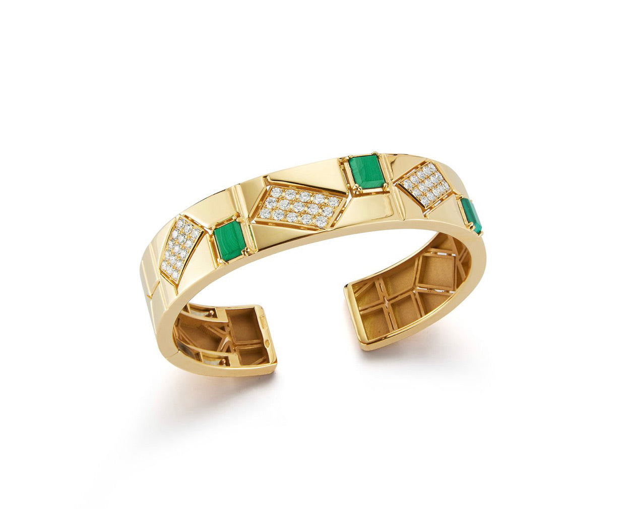Baia Medium Malachite 18K Gold Cuff